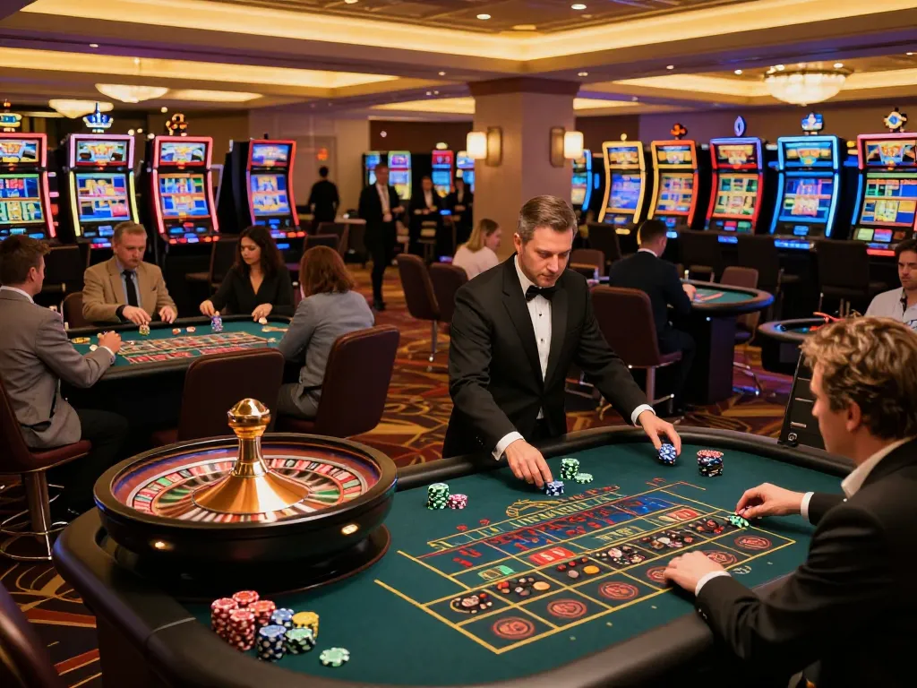 Players at VN23 roulette table placing bets in vibrant casino atmosphere, showcasing excitement and luxury.