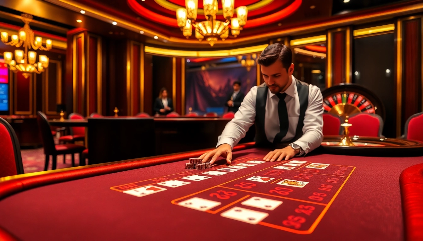 Experience thrilling casino moments at x88.agency with a stunning baccarat table and engaging dealers.