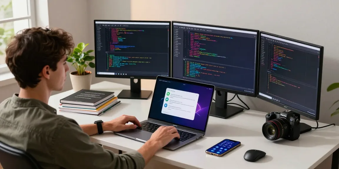 Developer using clawbot as a personal AI assistant in a modern workspace.