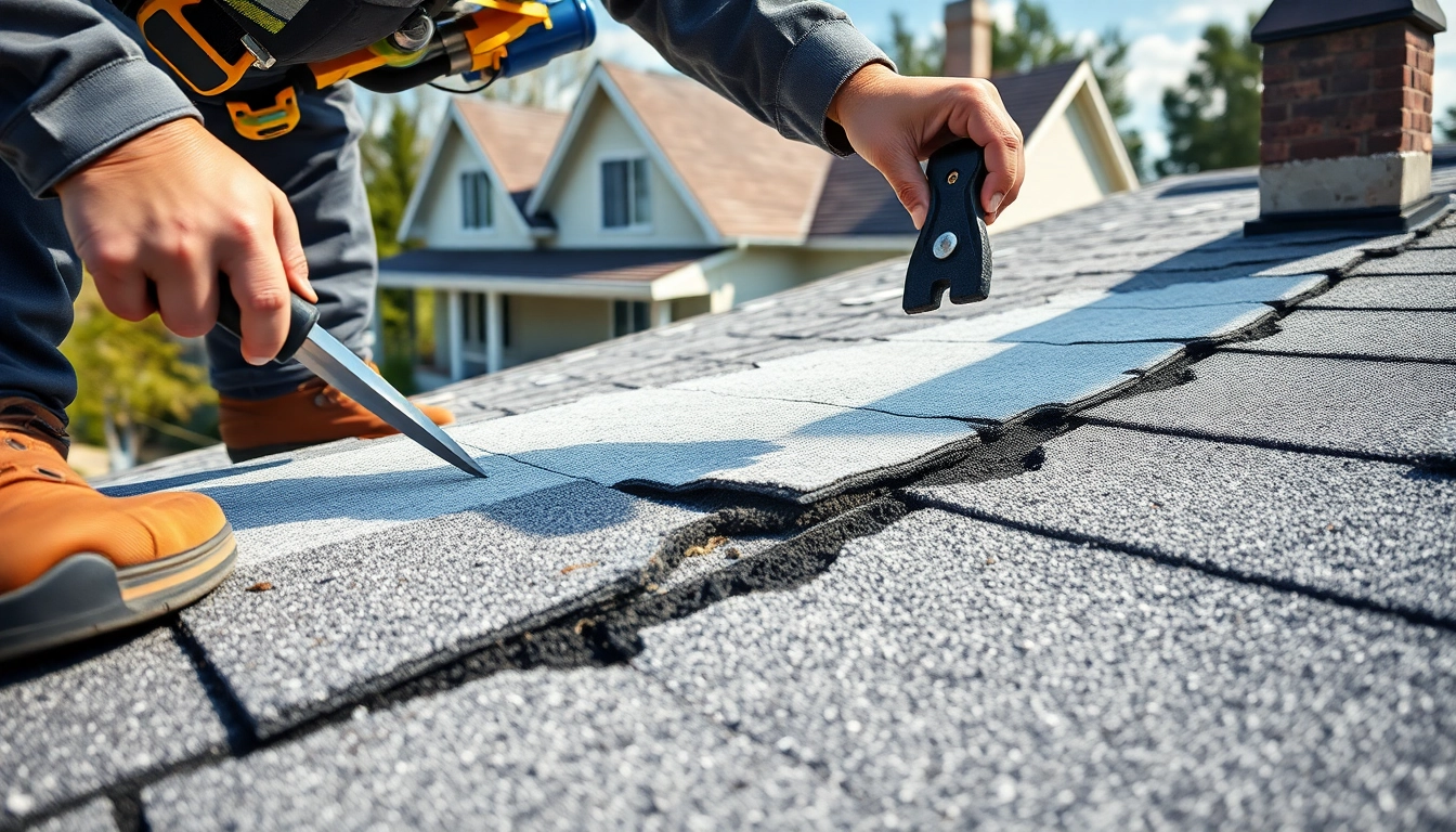 Investigating spray foam roof problems with a technician examining damaged areas.