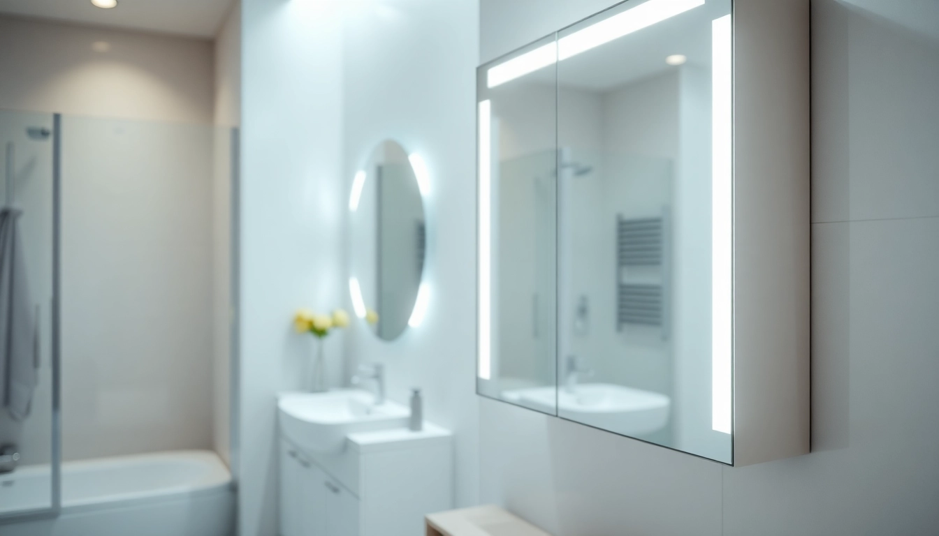 Erleben Sie sonni Spiegelschrank mit elegantem Design und sanfter LED-Beleuchtung im Badezimmer.