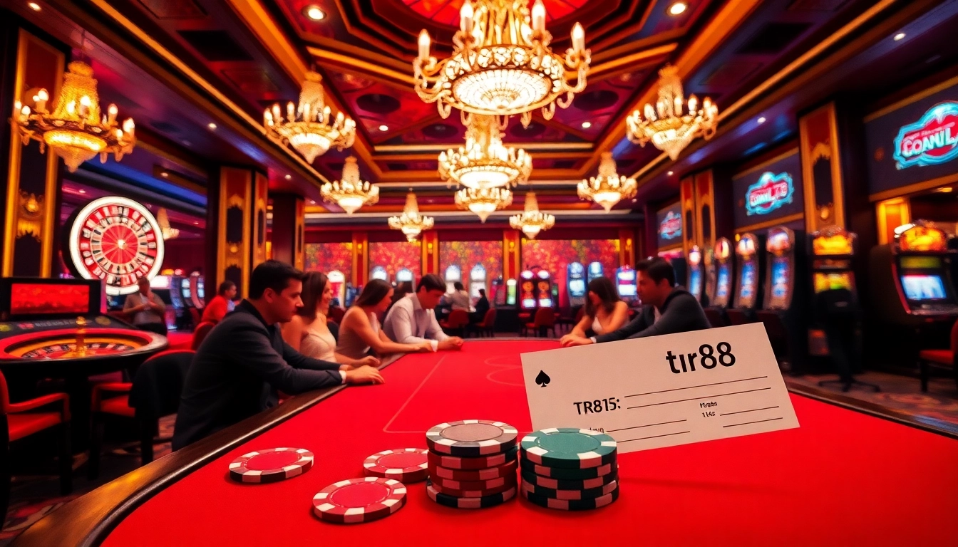 Experience the thrill of winning at TR88 with a vibrant poker table scene in a luxurious casino.