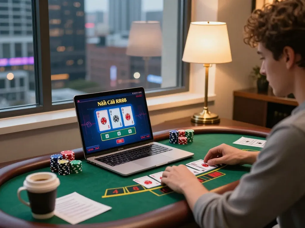 Engaging gameplay at Nhà Cái RR88 through an online live dealer blackjack session.