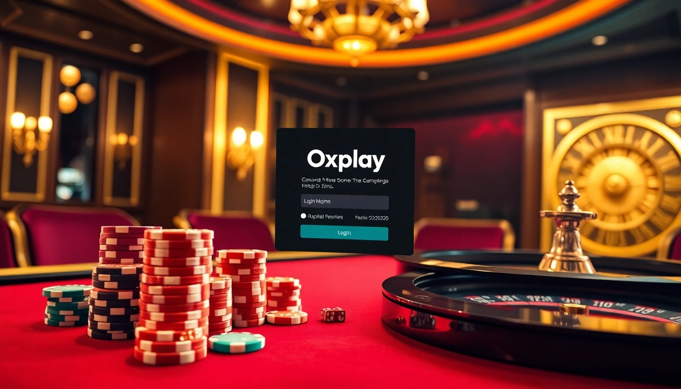 Experience the thrill of oxplay login with vibrant casino elements and luxurious ambiance.