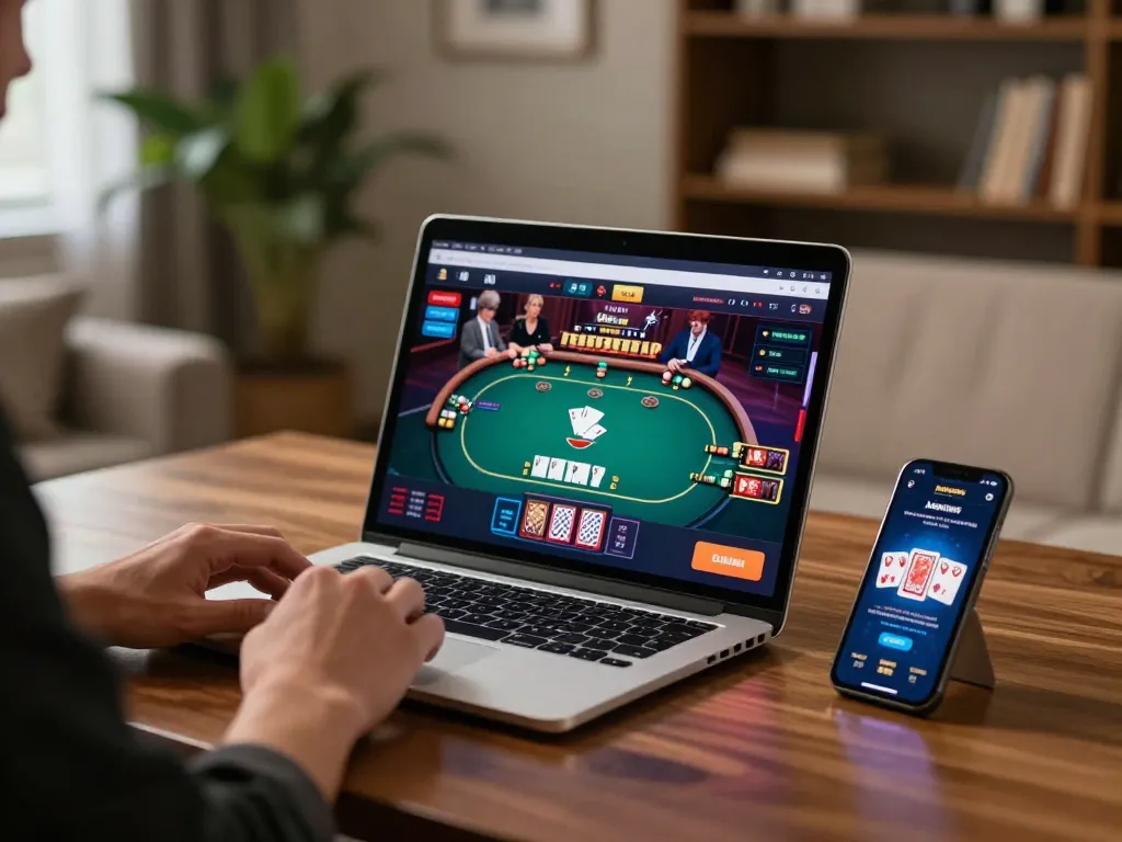 Players are enjoying the excitement of casino gaming on lv88.tips with a dynamic poker layout and cozy home setup.