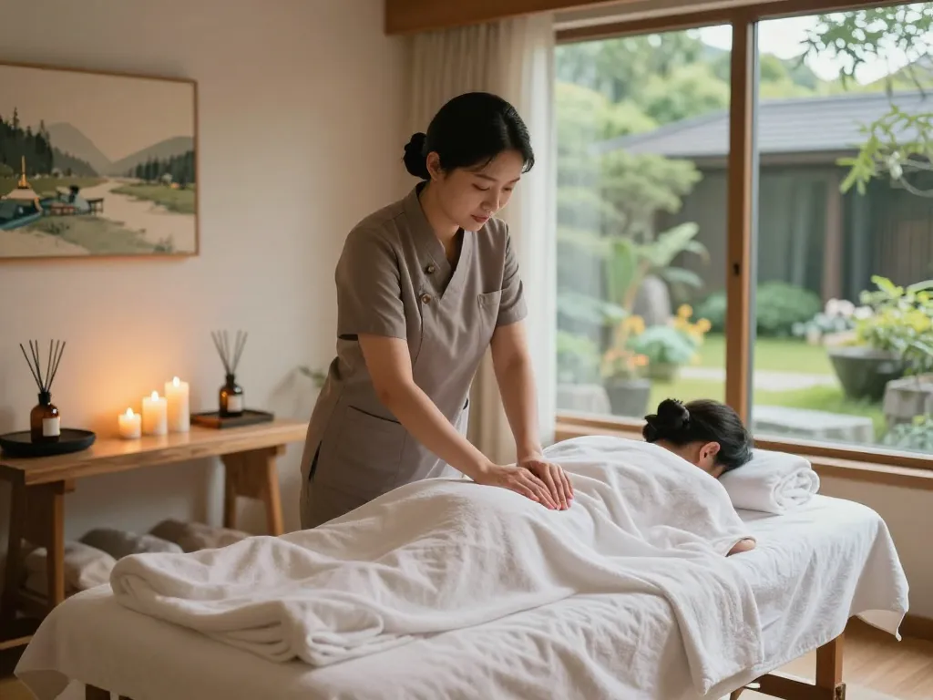 Enjoying a rejuvenating 역삼동마사지 in a tranquil wellness spa environment with calming atmosphere.