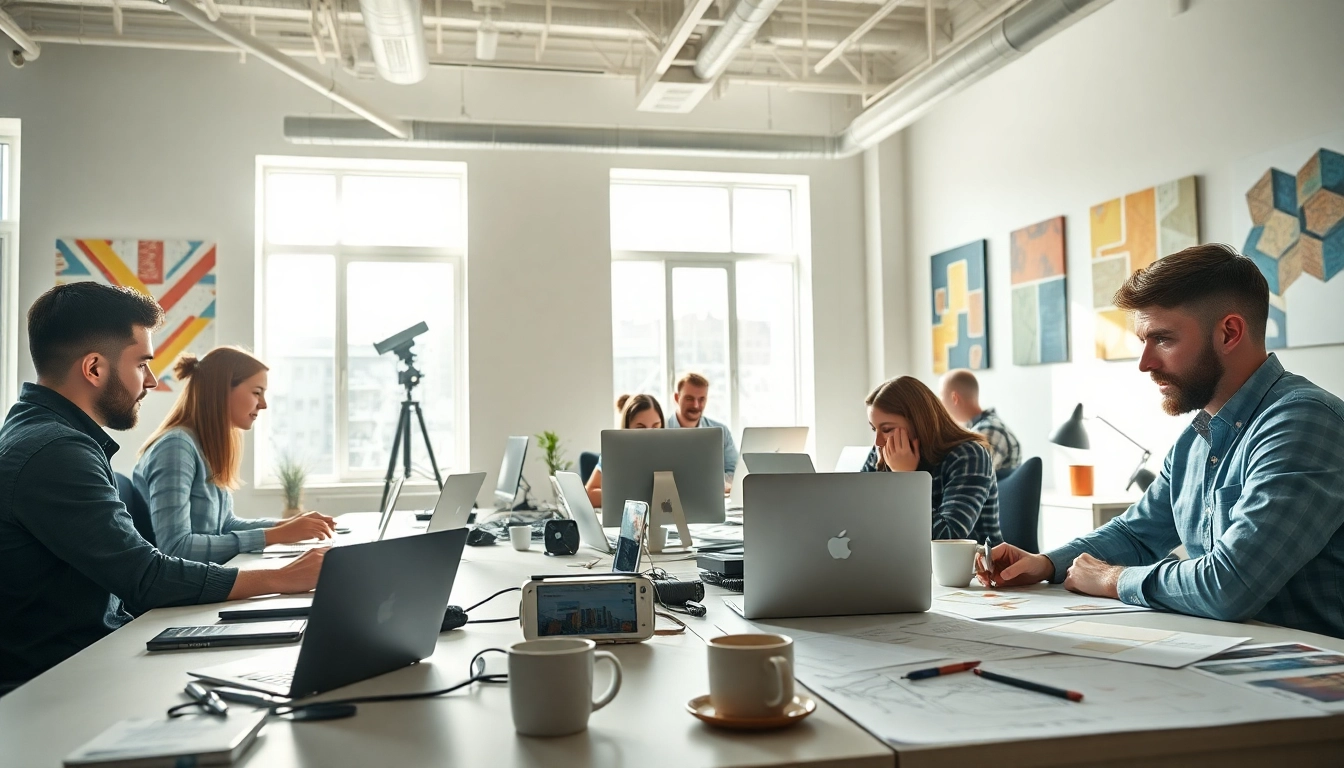 Designers creating affordable web design essex in a bright, modern workspace with collaborative tools.