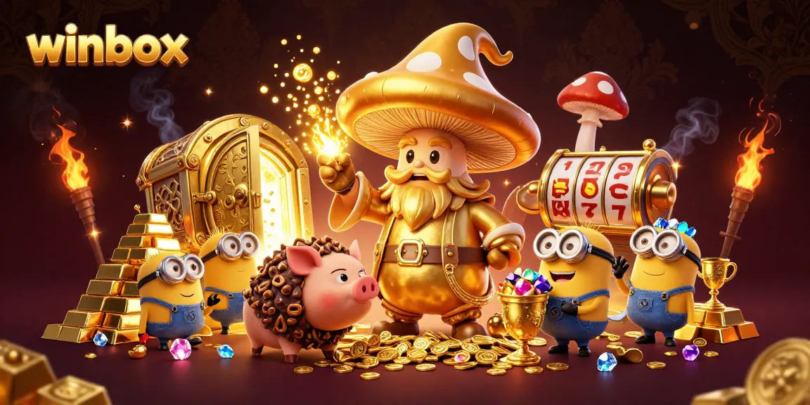Experience the magic of winbox with treasures and golden wonders in this vibrant casino illustration.