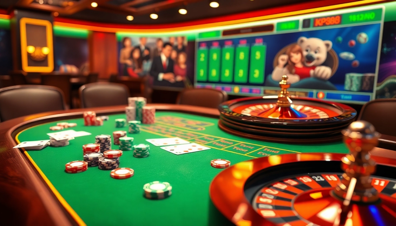 Engaging image of kp88 trang chủ with vibrant casino elements, inviting gamblers to join exciting games.