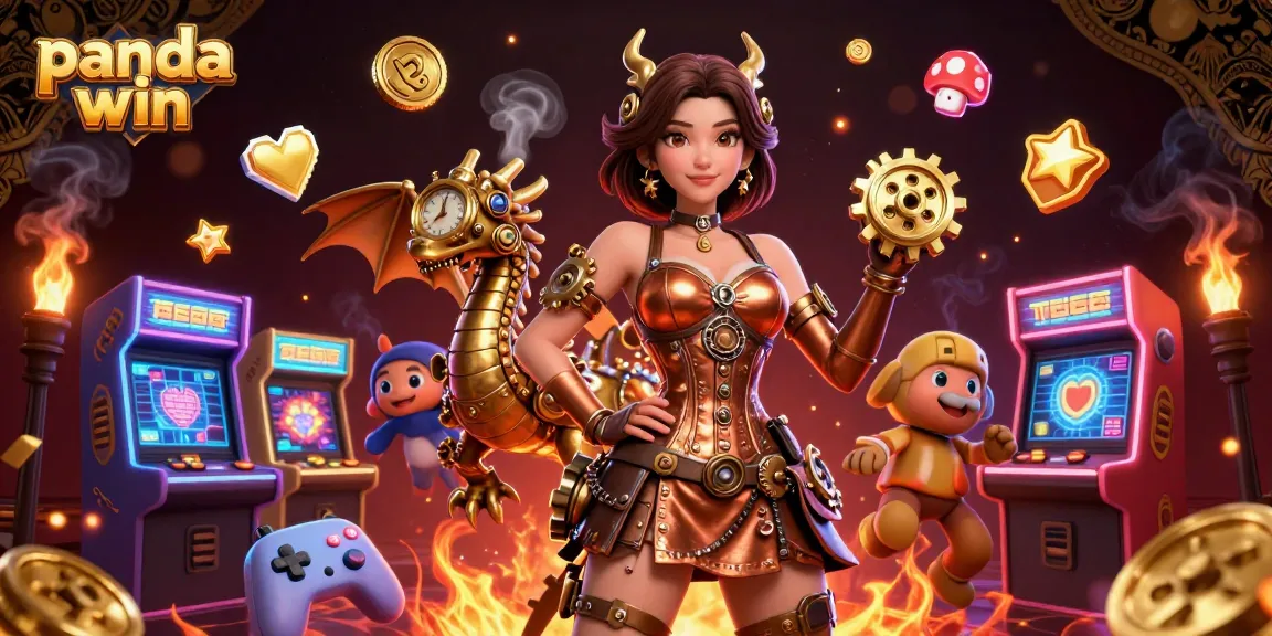 Panda win menampilkan ilustrasi 3D imersif dari adegan kasino dengan karakter yang cerah dan elemen permainan, menunjukkan potensi kemenangan.