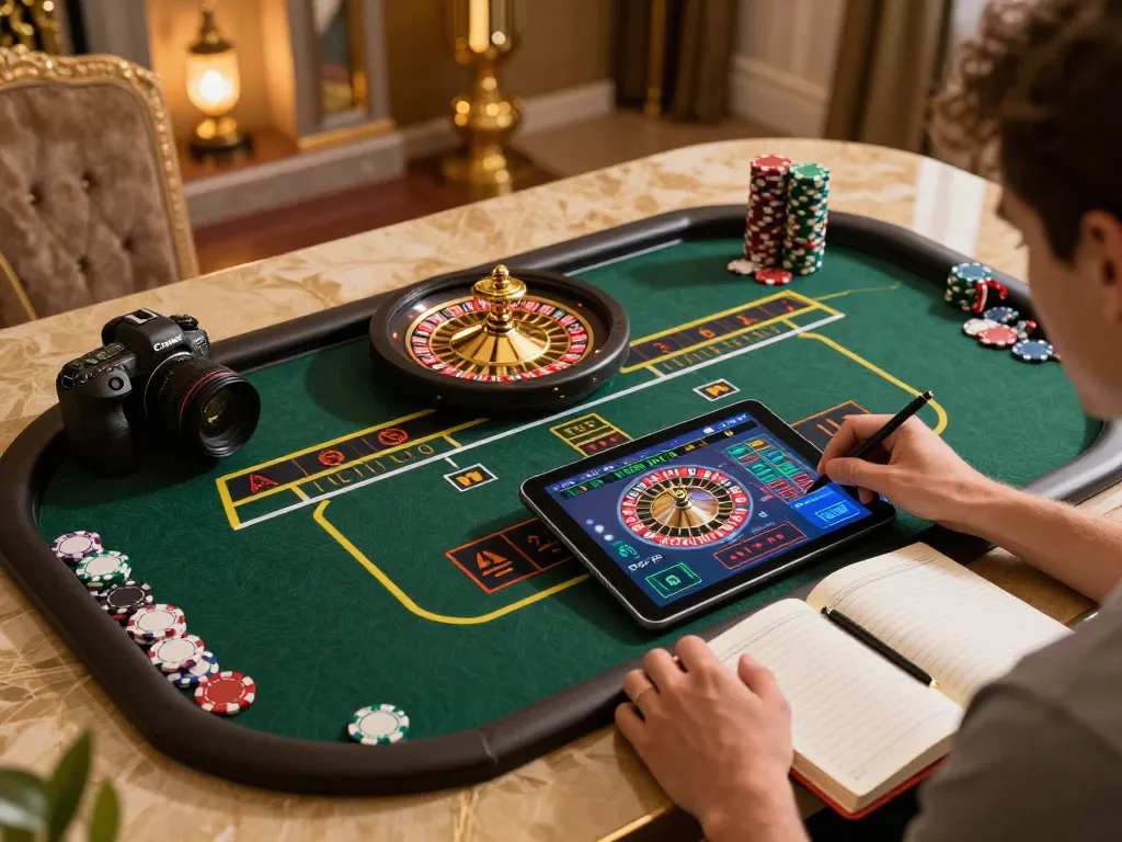 Player winning at online roulette on tablet, engaging in 789club gaming experience, chips and strategies visible.