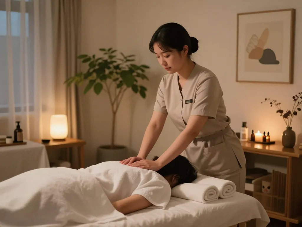 Experience peaceful 인천 출장마사지 in a serene home environment with calming elements.