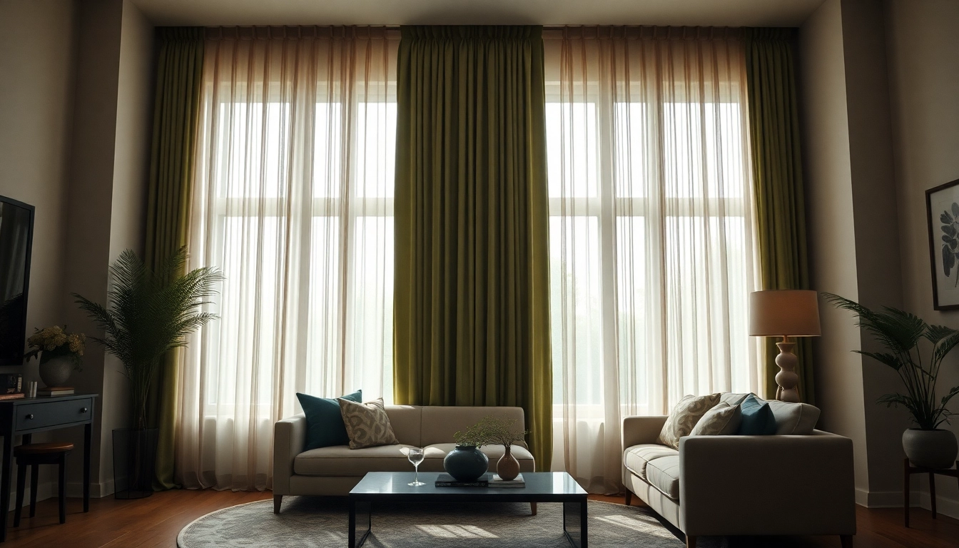 Verduisterende gordijnen die licht blokkeren in een stijlvolle woonkamer voor optimale privacy.