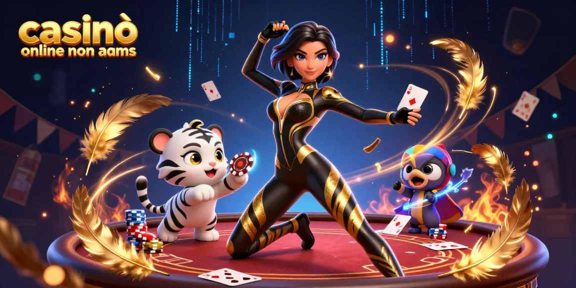 Gioca a poker in una scena energica con casinò online non aams, con una donna straordinaria e una tigre giocosa.