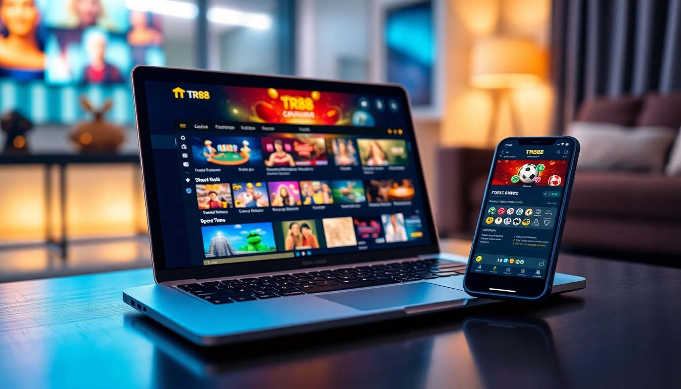 TR88 online gaming interface showcasing modern sports and casino betting options.