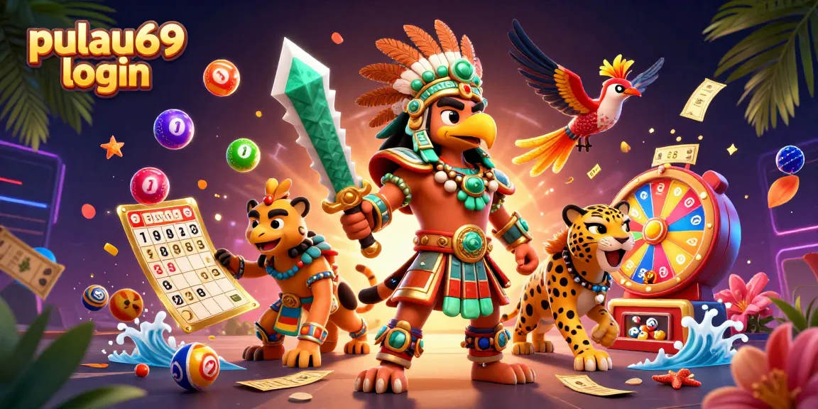 Experience the thrilling pulau69 login action with vibrant, dynamic casino elements and Aztec warriors.
