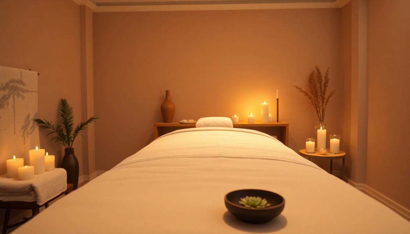 Luxury massage setup for 출장안마 service with calming ambiance and serene decor.