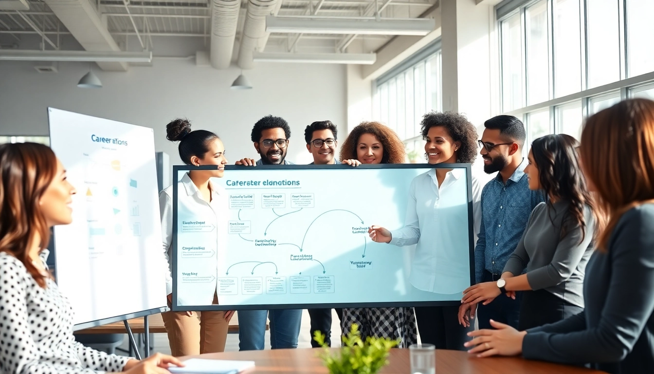 Find my true calling through a diverse team collaborating in an inspiring office.