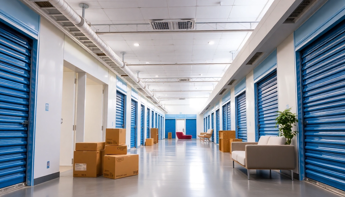 Self storage units showcased in a modern facility, highlighting organization and accessibility.