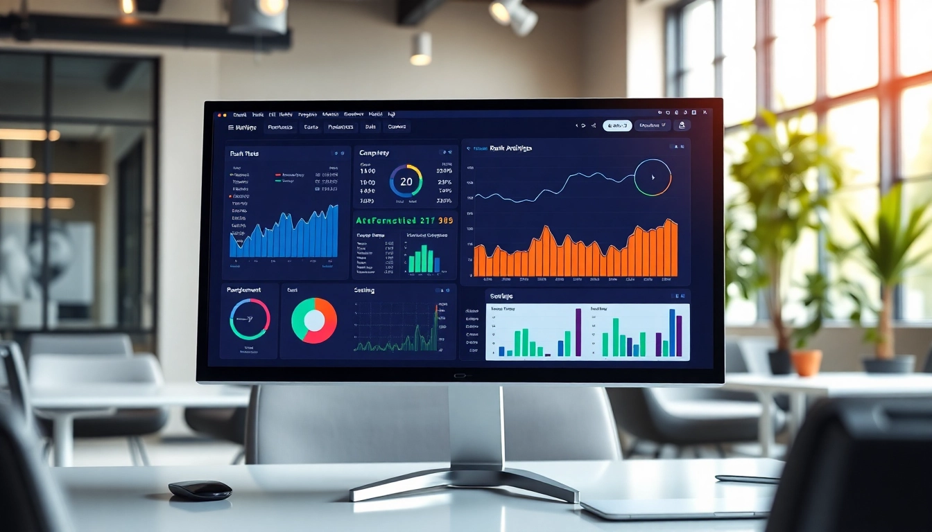 Analyze data effectively with the SEO Rank Tracker on a computer screen in a modern office.