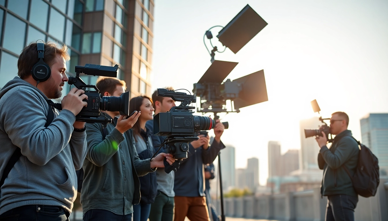 Video production edmonton team capturing high-quality footage during a bright day.