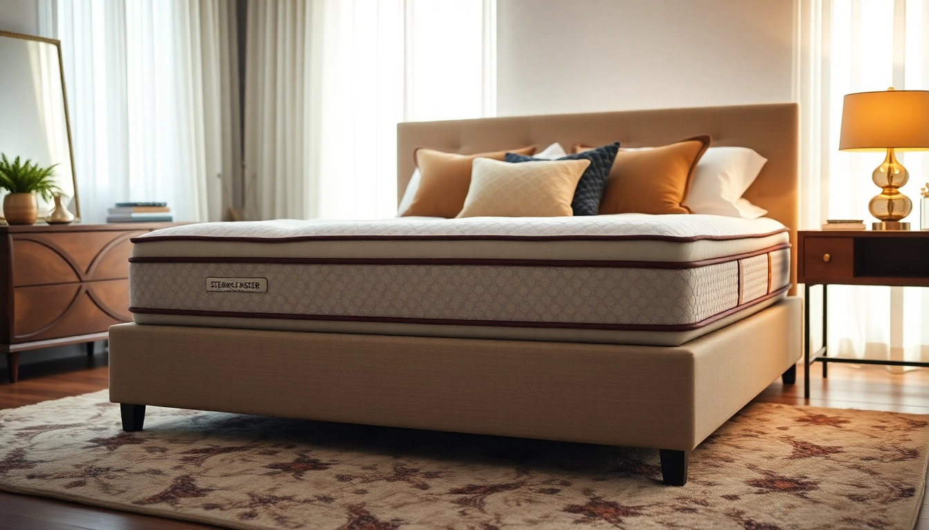 Enhance your sleep with the luxurious stearns and foster box spring queen, elegantly styled in a modern bedroom.