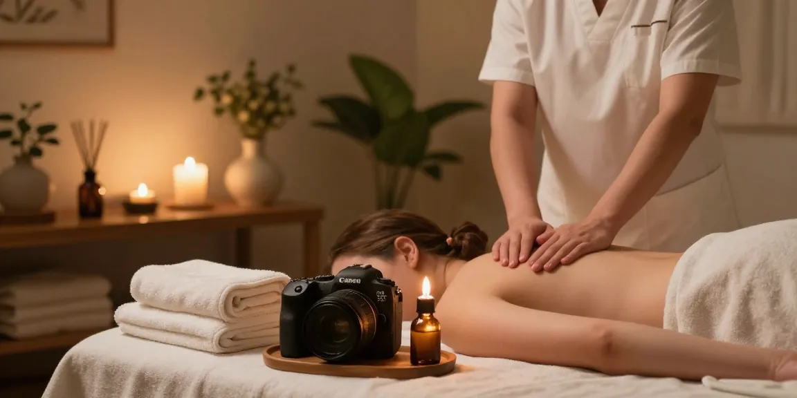 성정동마사지 제공하는 아늑한 마사지 룸 모습, 편안한 분위기 속에서 스웨디시 마사지 준비 중인 치료사.