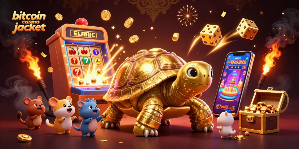 Excited animals play with an innovative bitcoin casino jackpot tortoise pinball machine.