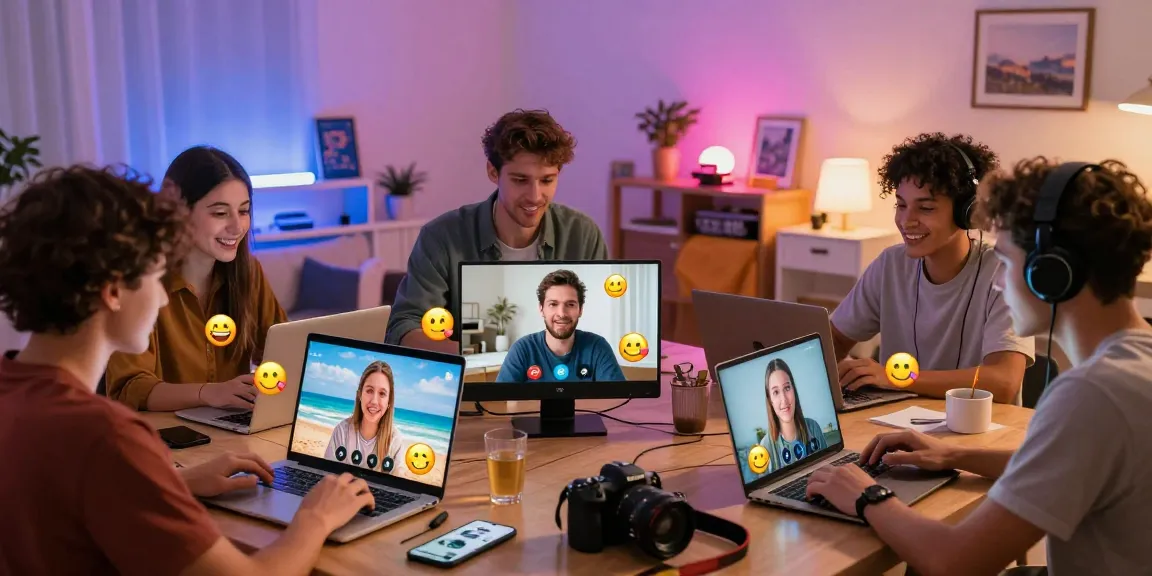 Users enjoying spicy chat interactions in a vibrant online setting with animated emojis.