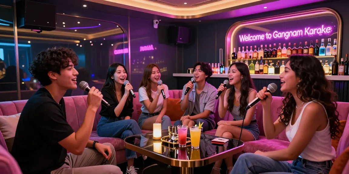 강남가라오케에서 친구들과 즐거운 시간을 보내는 모습.