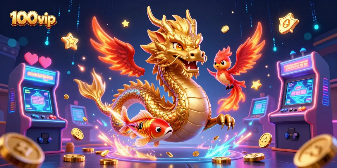 Engage with 100vip's exciting casino atmosphere depicted in a vibrant digital landscape filled with thrilling characters.