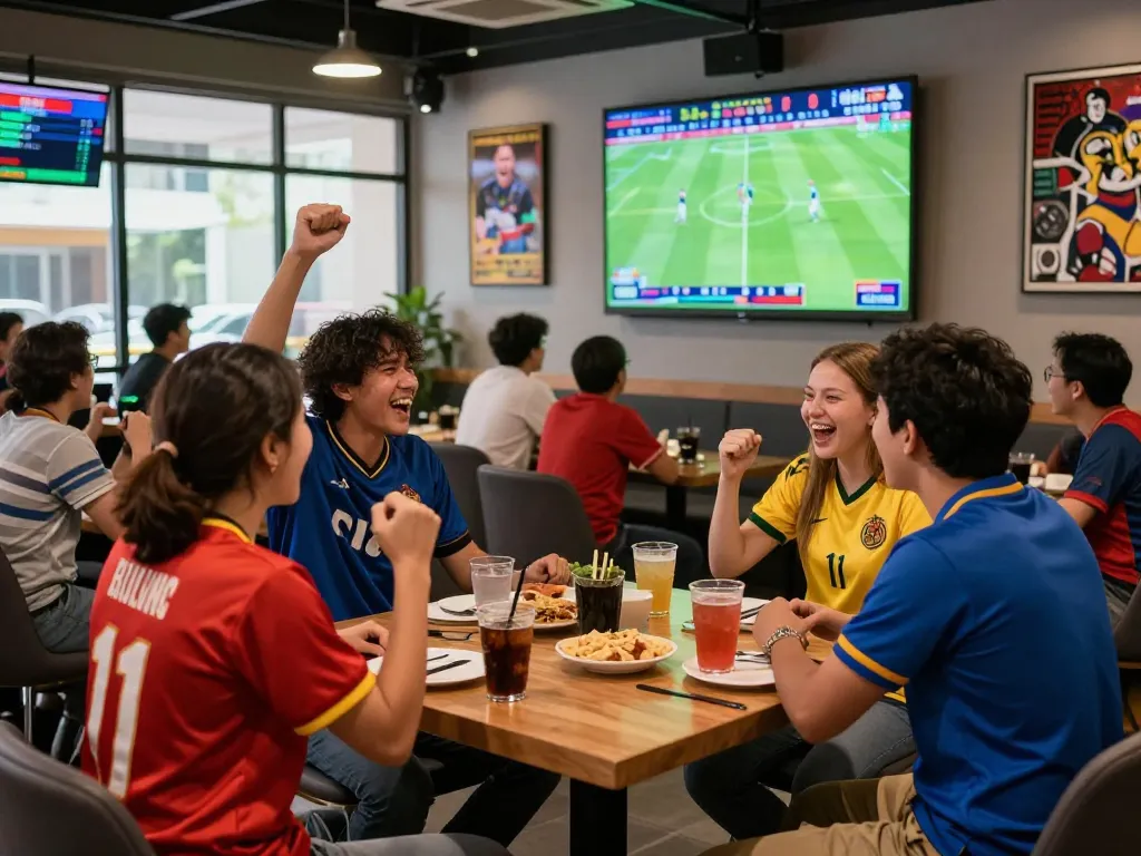 Exciting Thể thao hubet88 sports betting scene with fans cheering for their team.