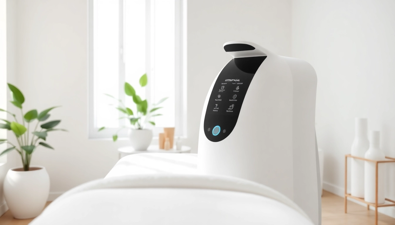 Hydrofacial machine 3 in 1 displayed in a serene spa setting, highlighting its modern design and professional appeal.