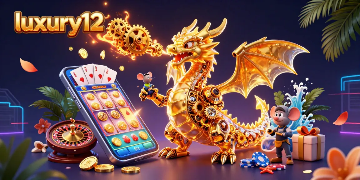 Experience the thrill of luxury12 slots with a dragon and vibrant gaming elements.