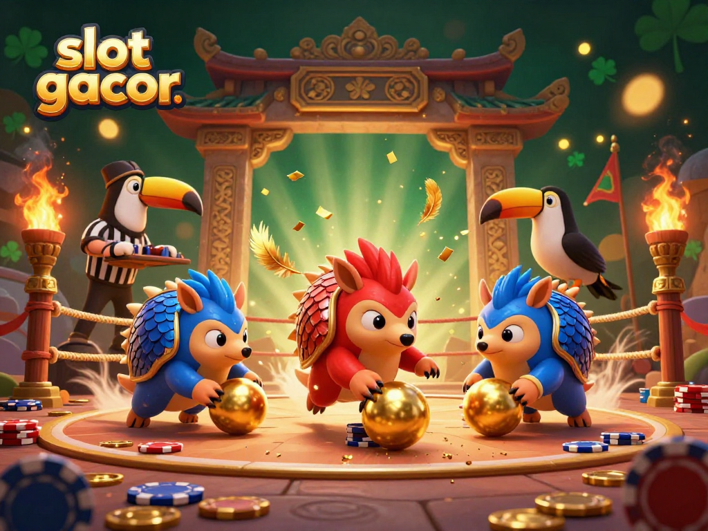 Enhance your gaming experience with this vibrant scene showcasing slot gacor action with playful pangolin rivals.