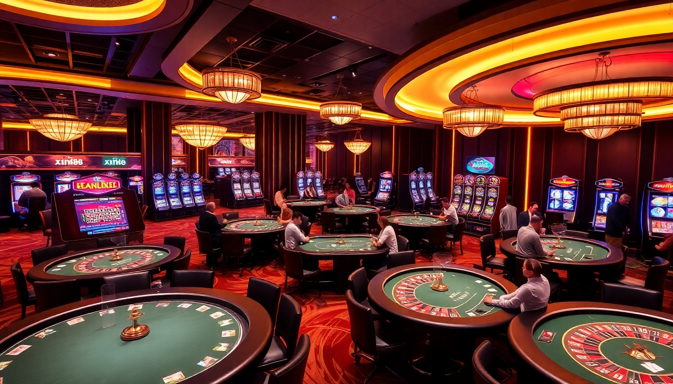 Exciting gaming moment at xin88 casino with players enjoying table games and slots.