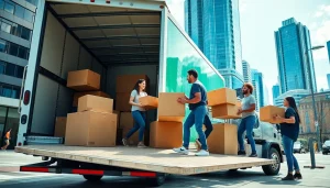 Engaging movers providing Toronto moving services in a vibrant urban setting.