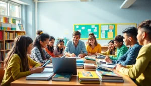 Engaged students collaborating on learning activities in a vibrant Education setting.