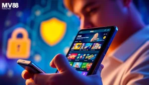 Experience engaging with the MV88 app featuring safe and vibrant gambling interface.