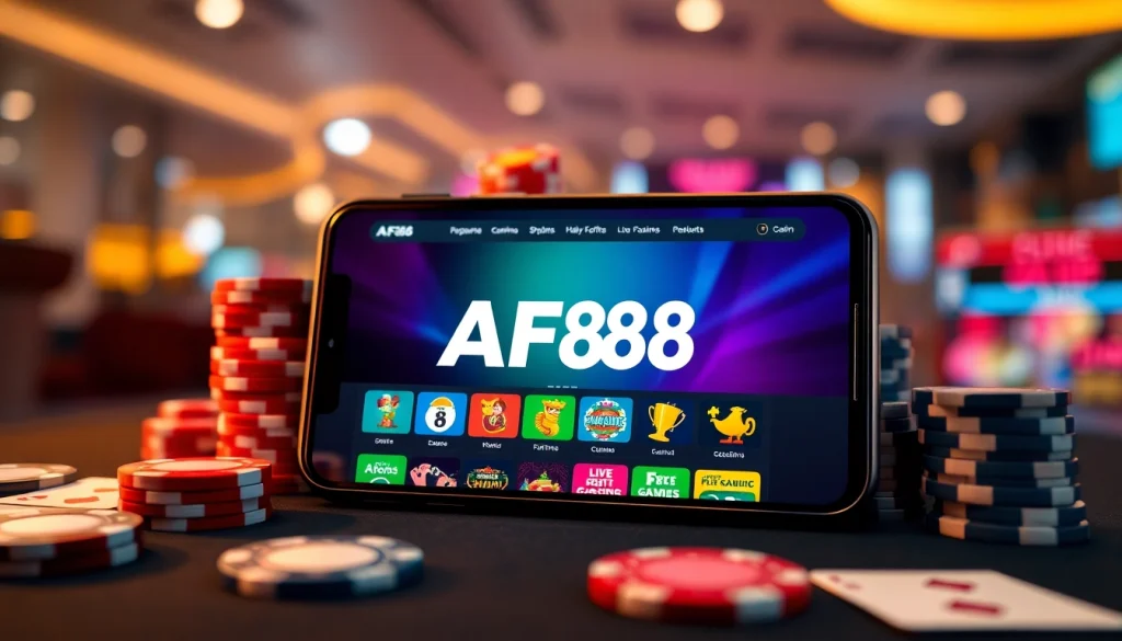 AF88 online gambling interface showcasing vibrant casino themes.