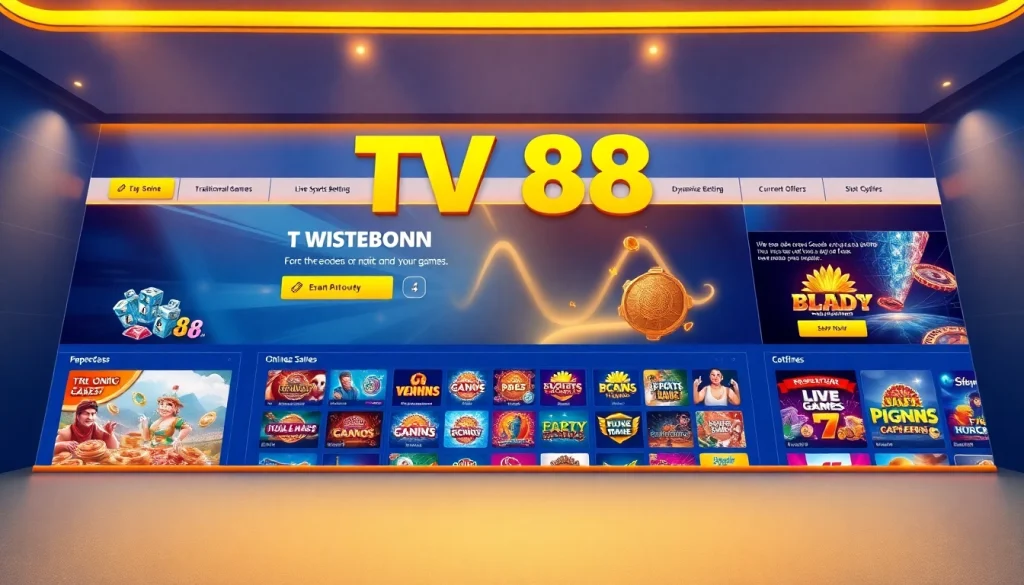 TV88 vibrant homepage showcasing games and promotions for an engaging online gambling experience.
