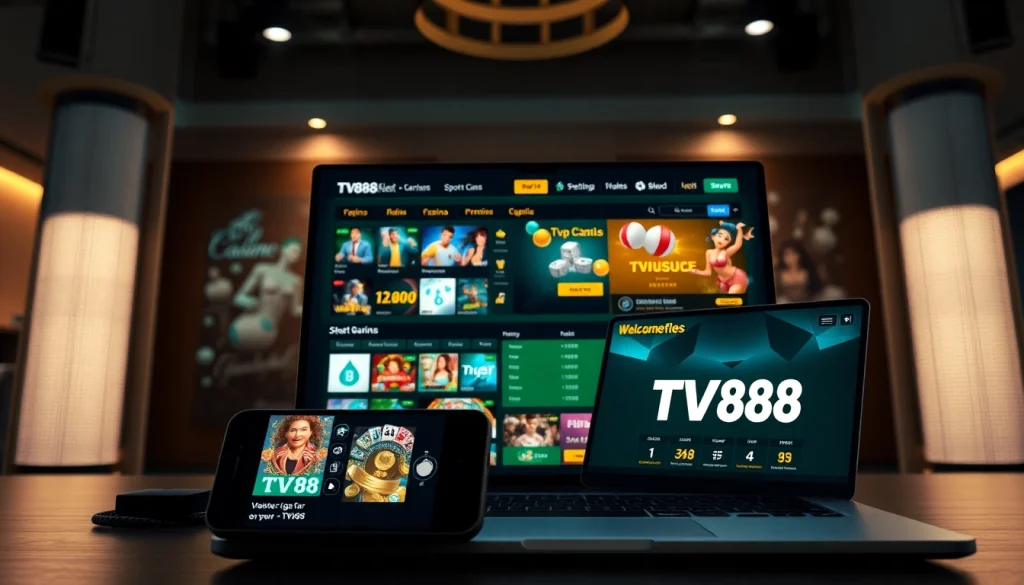 TV88 online gambling platform showcasing a modern user interface for engaging sports betting and casino games.