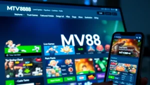 Interactive gambling website displaying MV88, emphasizing betting options and user-friendly interface.