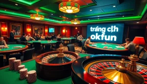 Enjoying a thrilling moment at the roulette table on trang chủ okfun, capturing excitement in a casino setting.
