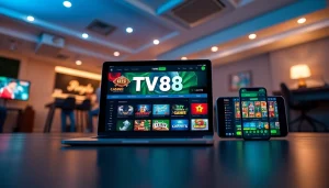 Experience the thrilling online games at TV88 with a sleek interface on devices.