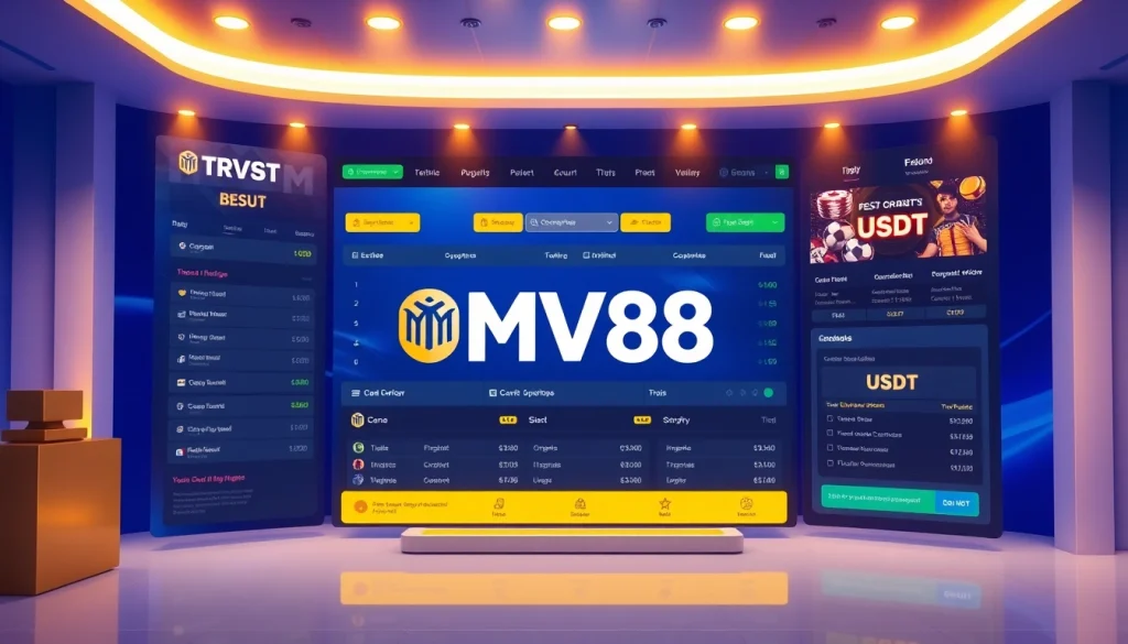 MV88 online gambling platform showcasing USDT options and vibrant promotions.