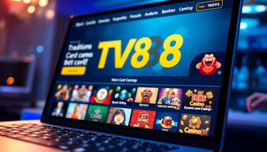 TV88 online betting platform showcasing user-friendly interface and diverse gaming options.