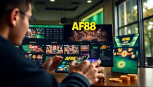 Interactive AF88 online casino experience showcasing sports betting and slots.