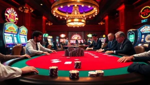 rr88it showcases a glamorous poker table with players immersed in the game.
