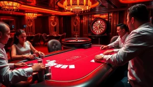 Experience thrilling gameplay at OK365KD.COM with an exciting poker table setup and vibrant casino ambiance.